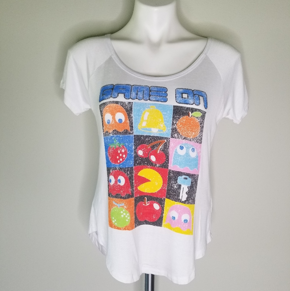 Pac Man Short Sleeve Tee Shirt Juniors Medium New